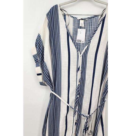 New NWT H & M Cotton Long Midi Casual Dress Size XXL Striped Summer Vacation - Picture 7 of 12